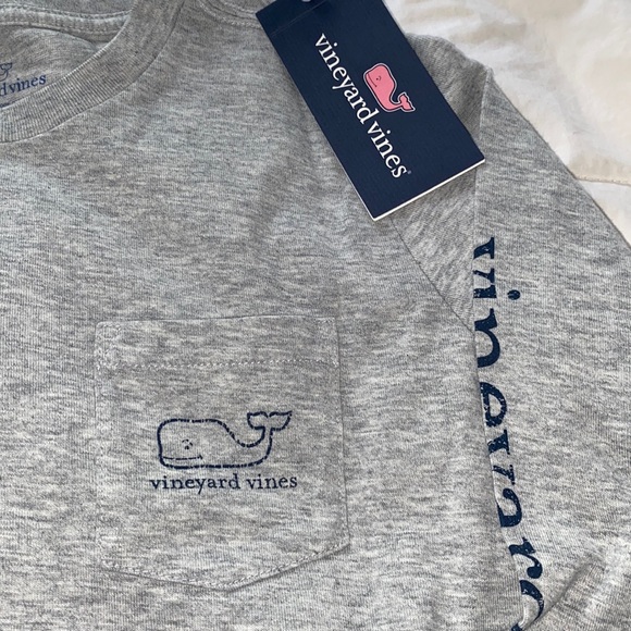 Not 4 Sale Vineyard vines long sleeved Pocket Vintage Whale Gray t-shirt Size 7 - Picture 6 of 8